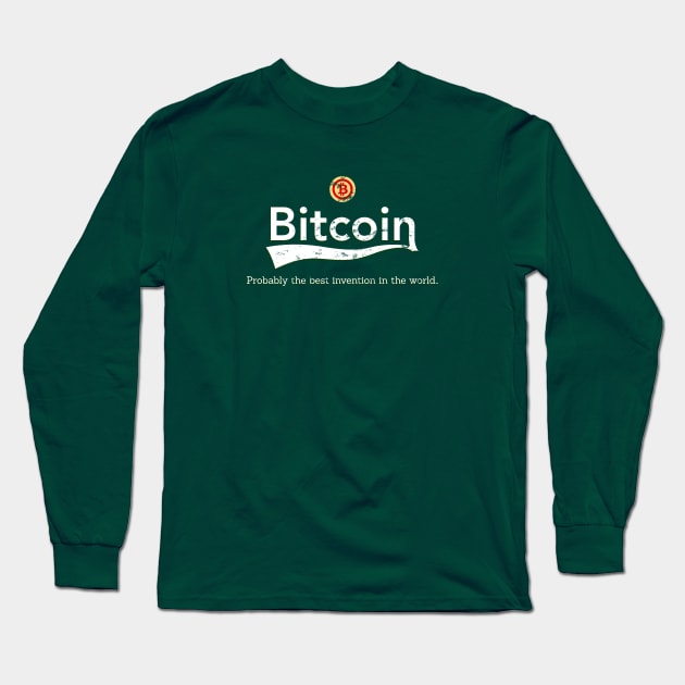 Bitcoin Logo BTC Cryptocurrency Long Sleeve T-Shirt by Retro-Pedro's Magic Store